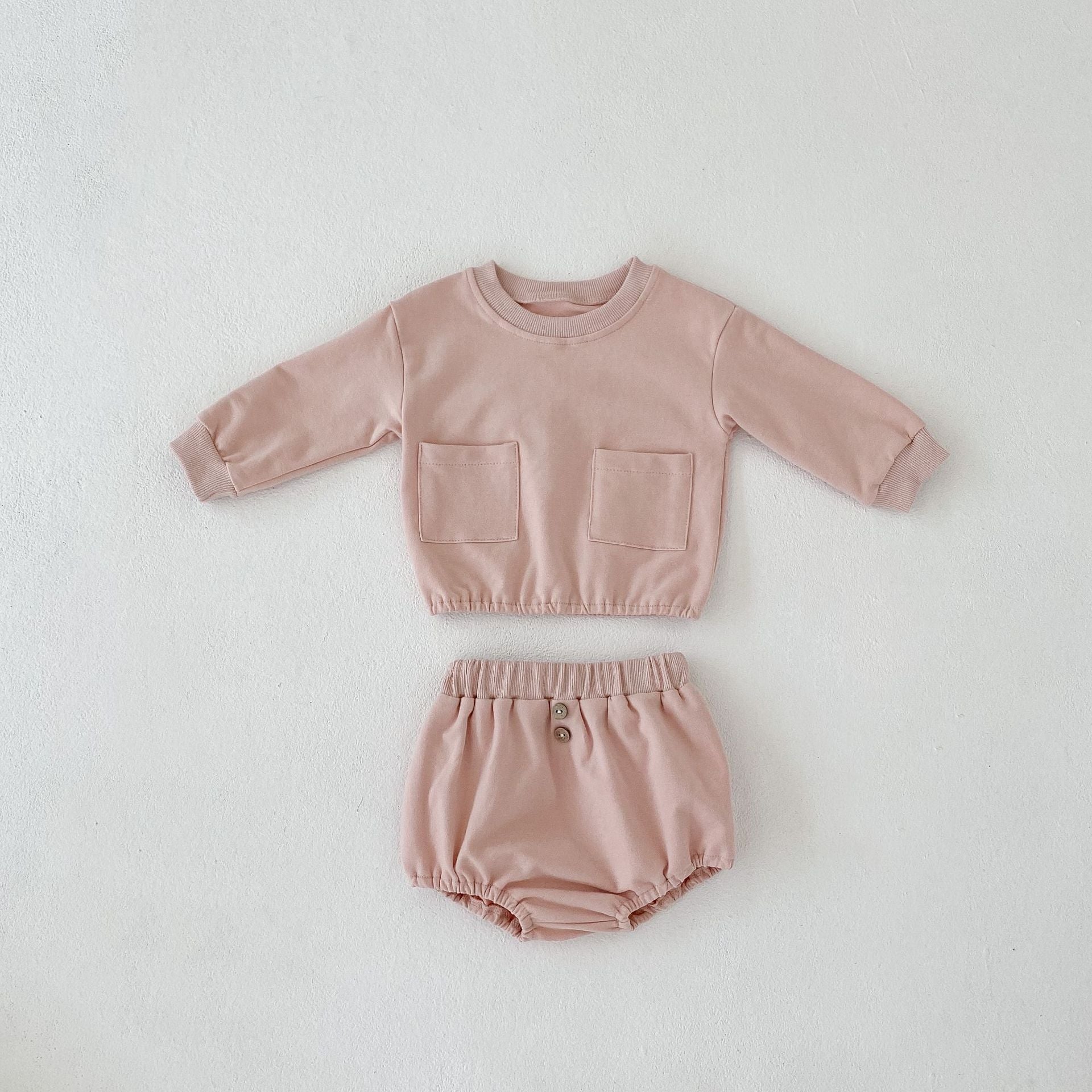 Sweatshirt With Pocket And Shorts Set
