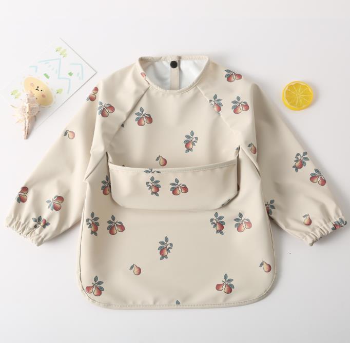 Cartoon Print Waterproof Long Sleeve Bibs