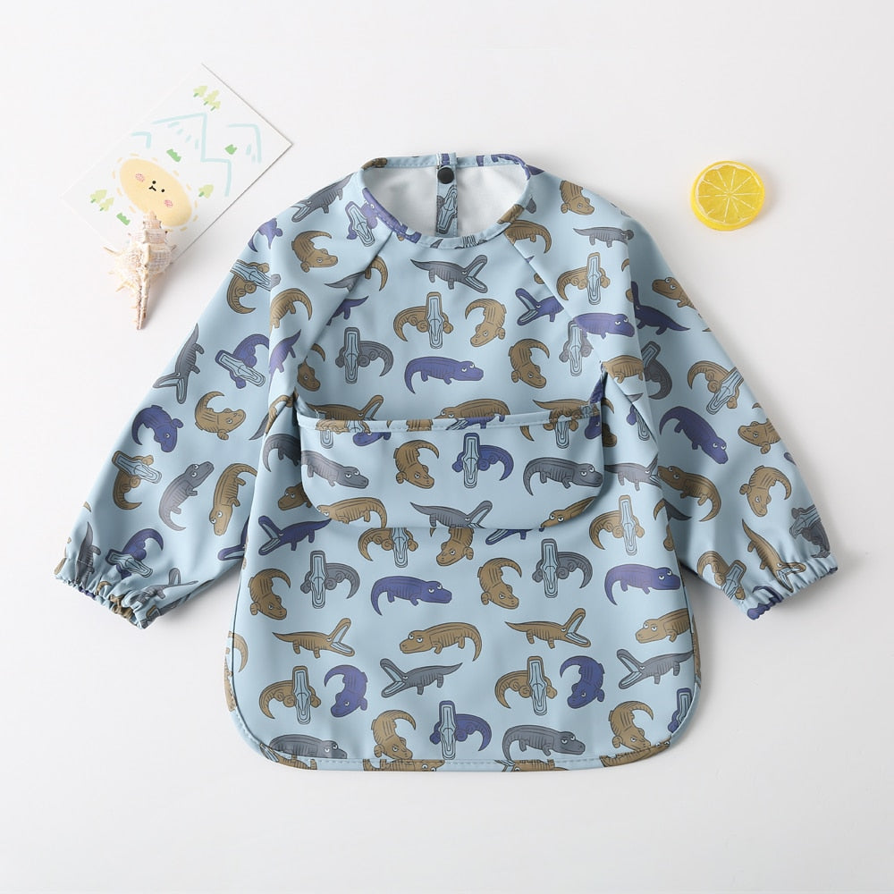 Long Sleeves Waterproof Pattern Print Bibs
