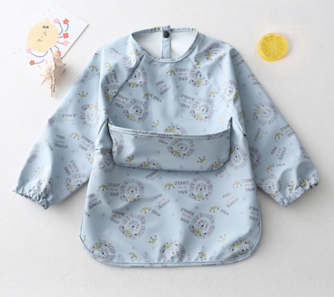 Cartoon Print Waterproof Long Sleeve Bibs