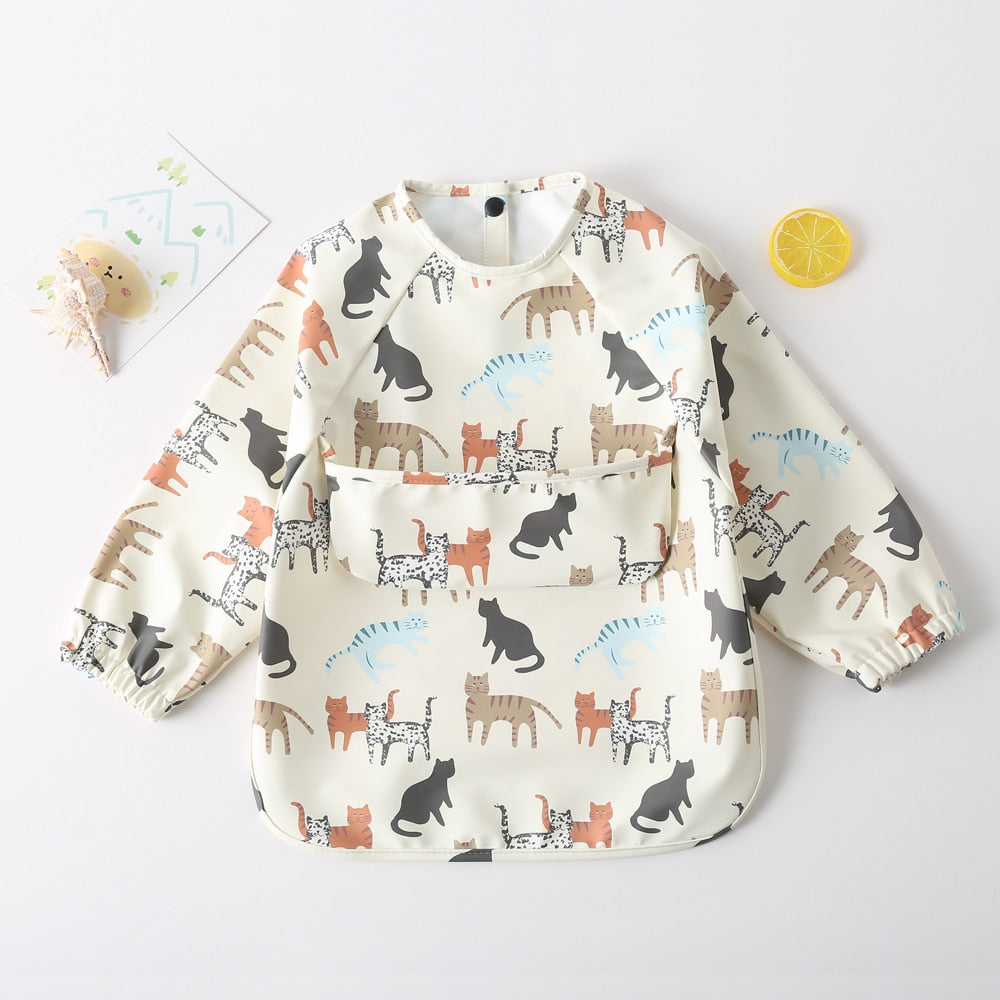 Long Sleeves Waterproof Pattern Print Bibs