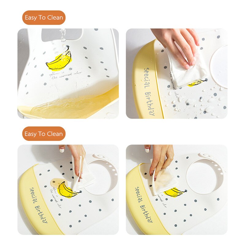 Silicone Adjustable Cute Print Bib