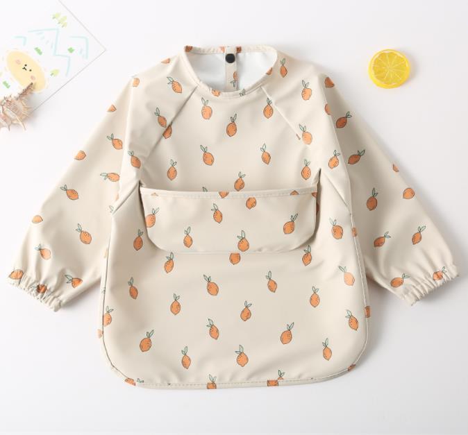 Cartoon Print Waterproof Long Sleeve Bibs