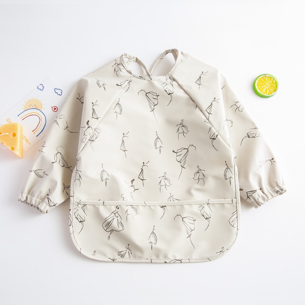 Long Sleeves Waterproof Pattern Print Bibs