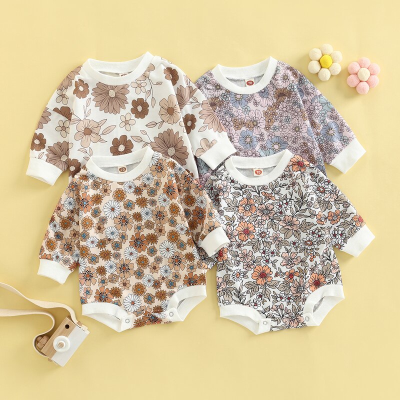 Flowers Print Long Sleeve Jumpsuit