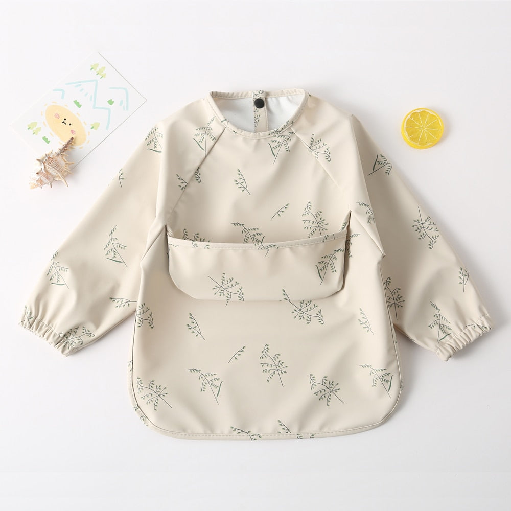 Long Sleeves Waterproof Pattern Print Bibs
