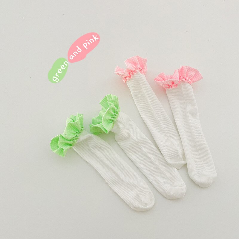 2 Pairs Candy Colored Lace Loop Mesh Socks