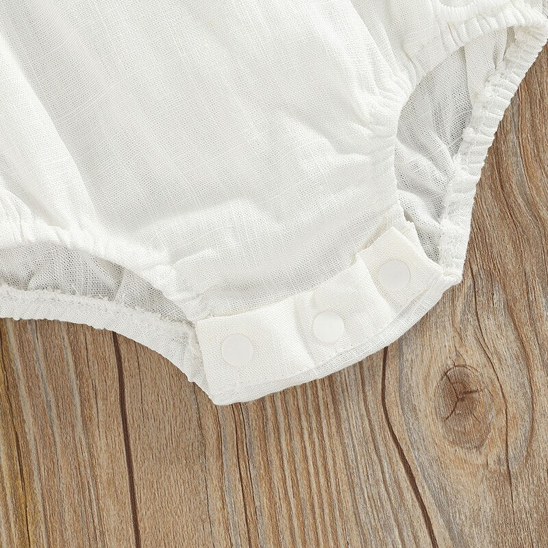 Ruffle Lace Shoulders Rainbow Romper