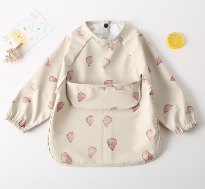 Cartoon Print Waterproof Long Sleeve Bibs