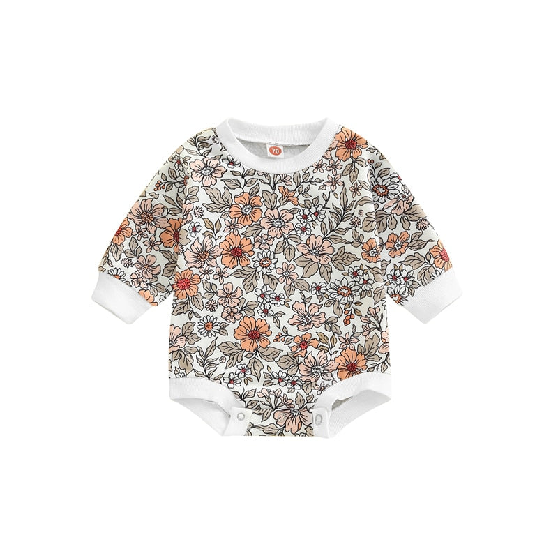 Flowers Print Long Sleeve Jumpsuit