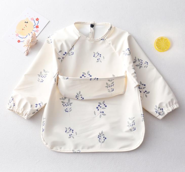 Cartoon Print Waterproof Long Sleeve Bibs