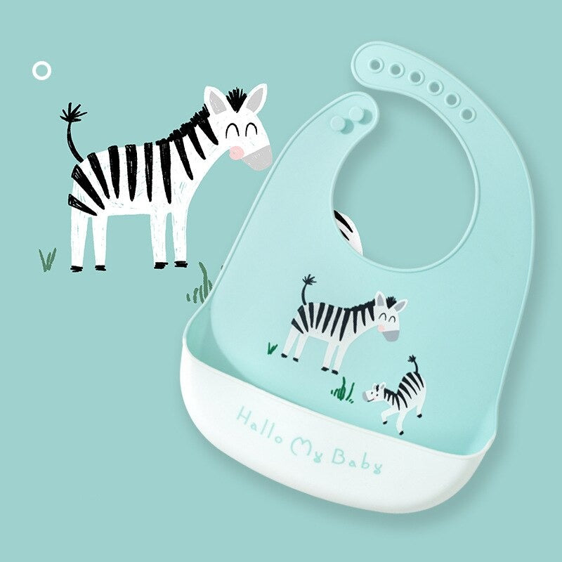Silicone Adjustable Cute Print Bib