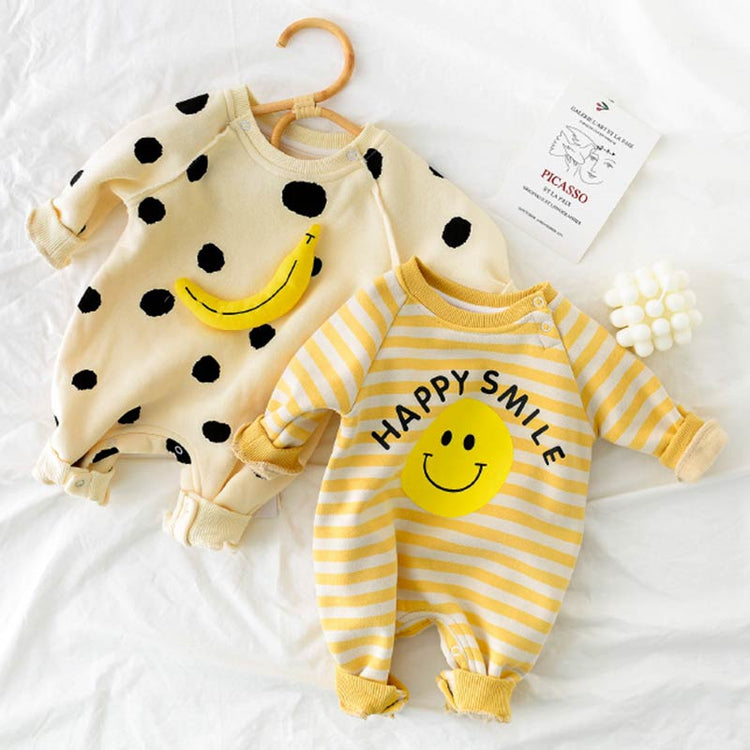 HAPPY SMILE Banana Dot/Striped Romper