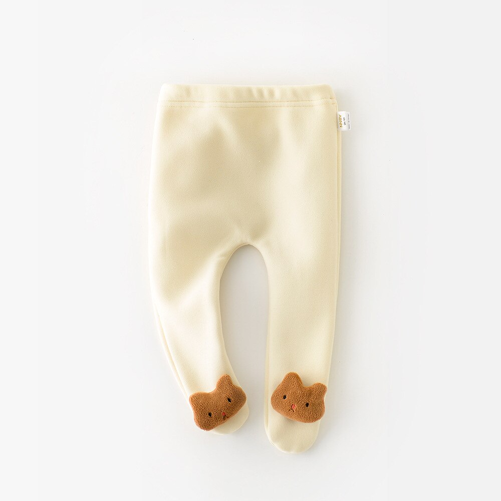 Beige cat footed fleece leggings