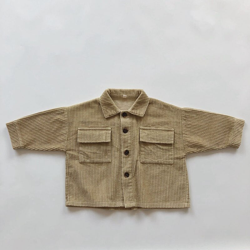 Beige oversized corduroy shirt jacket