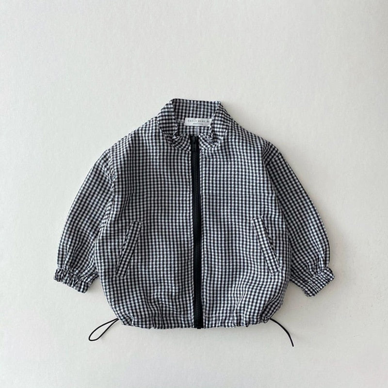 Black gingham zip-up sun jacket