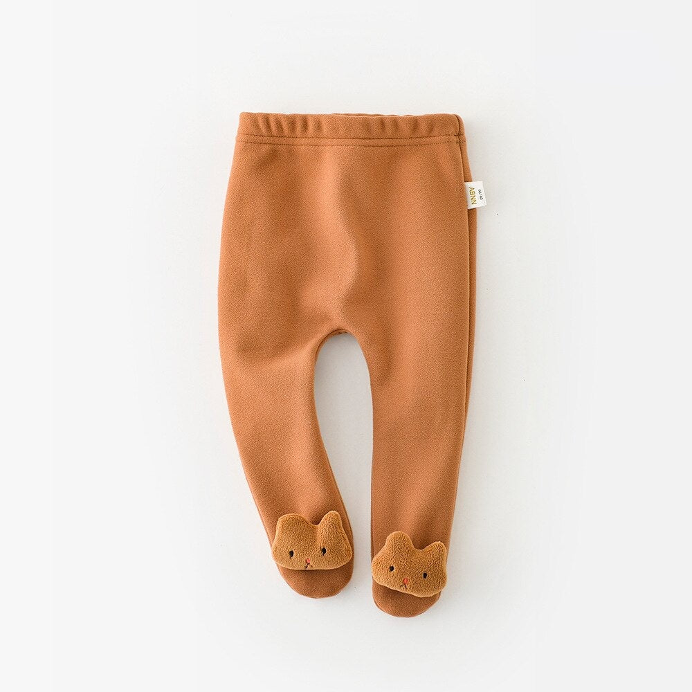 Brown cat footed fleece leggings