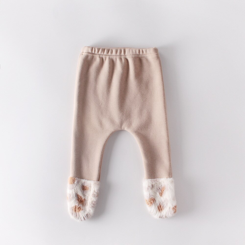 Brown footed leggings with leopard print soles