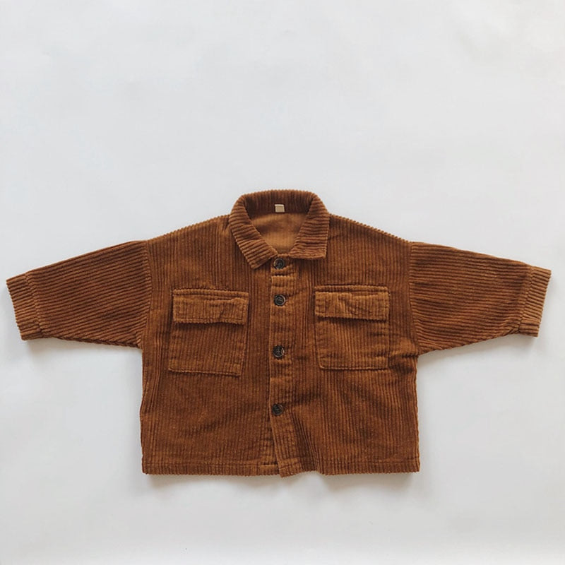 Brown oversized corduroy shirt jacket