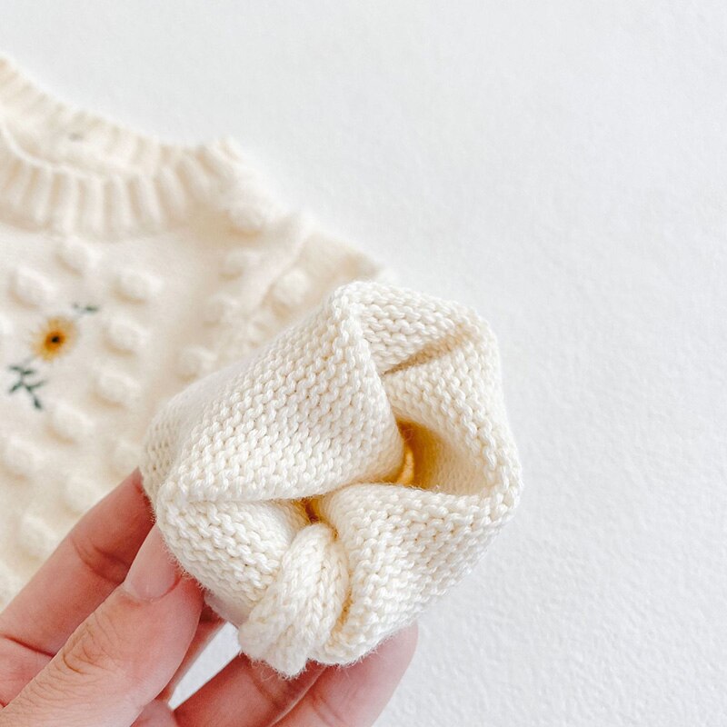 Close-up of cream knit sleeve