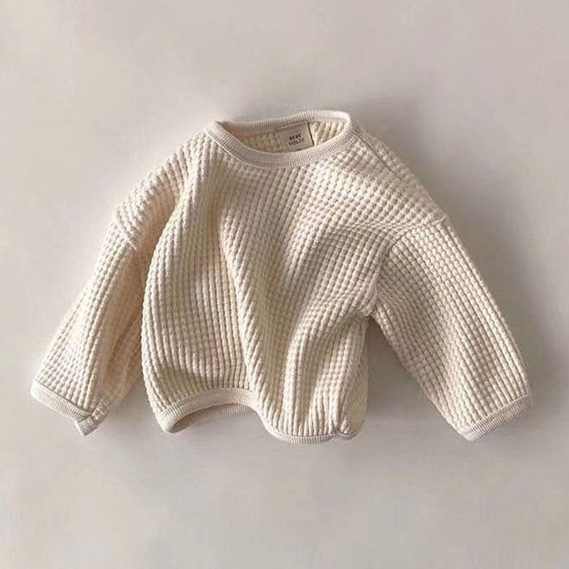 Cream waffle knit baby sweatshirt