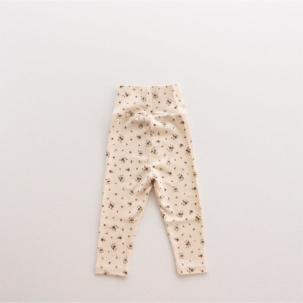 Cream floral ribbed baby pants