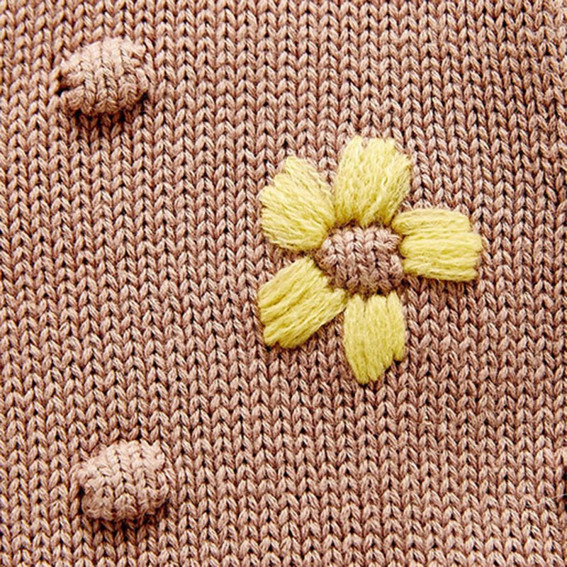 Close-up of yellow flower embroidery