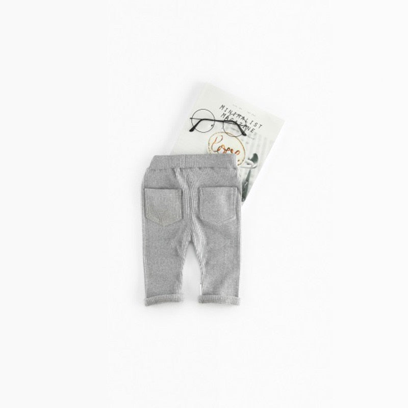Gray ribbed high waist baby leggings