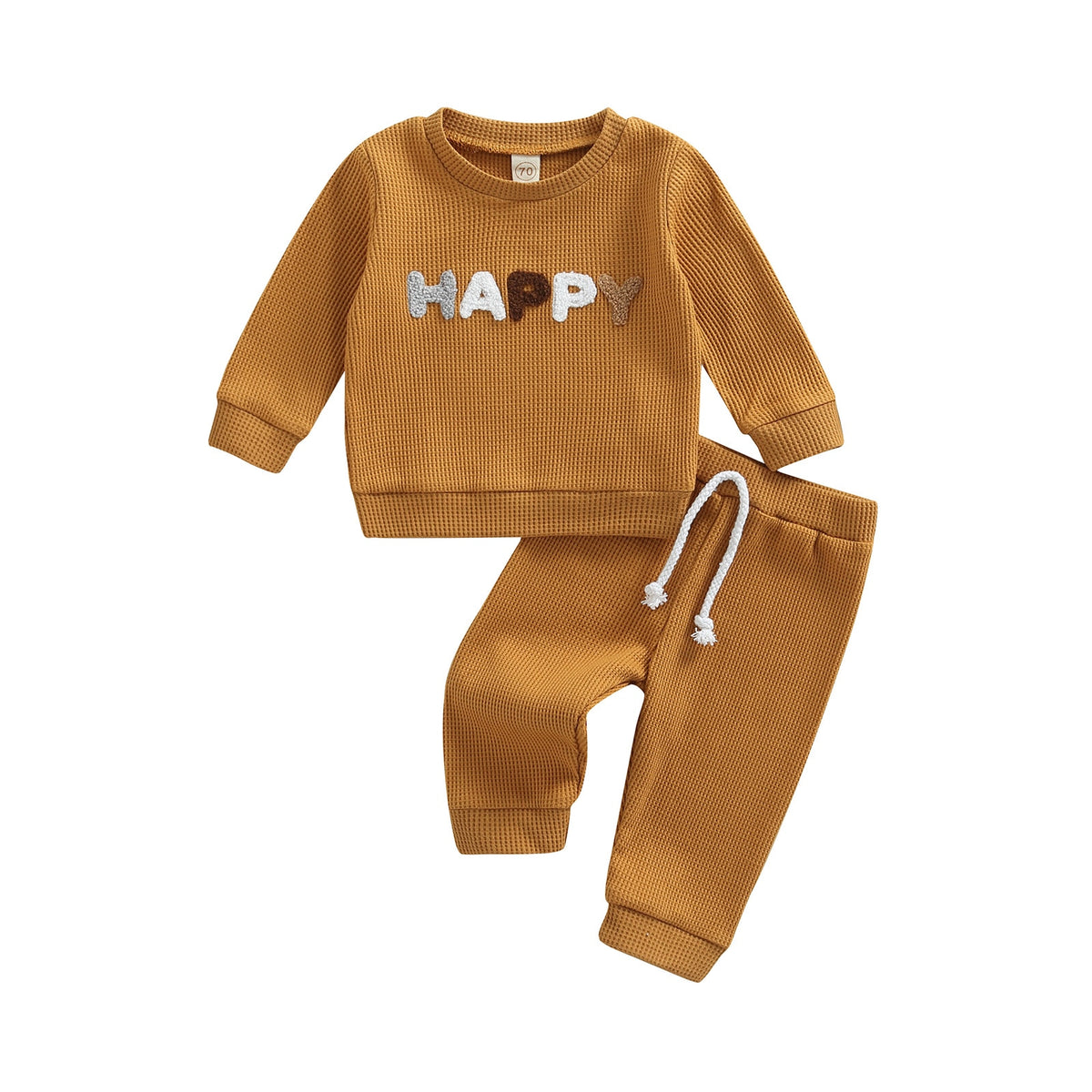 Mustard Happy embroidered top and pants