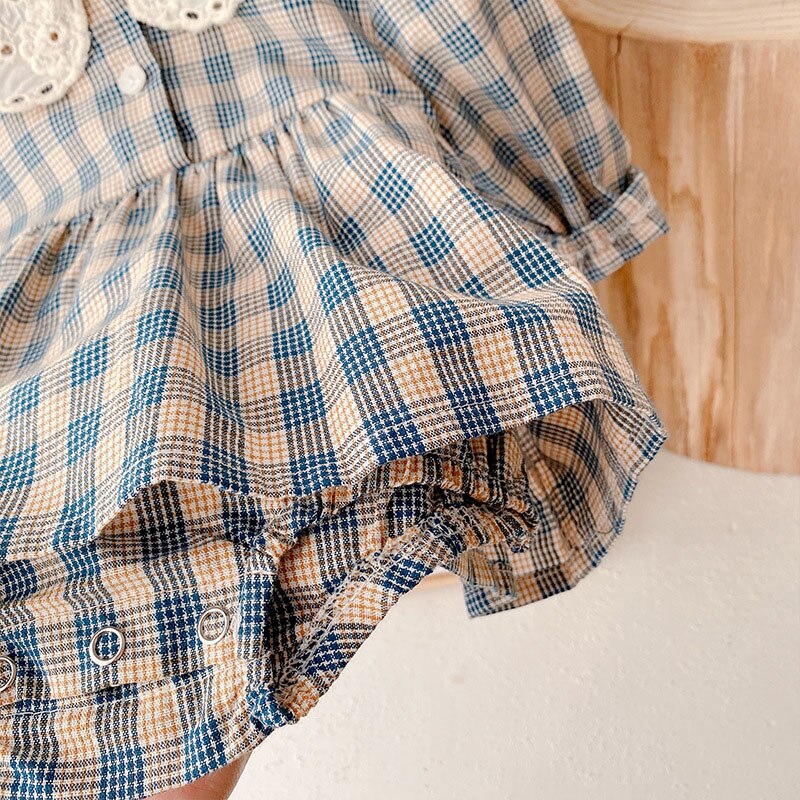 Close-up of plaid sleeve and cuff