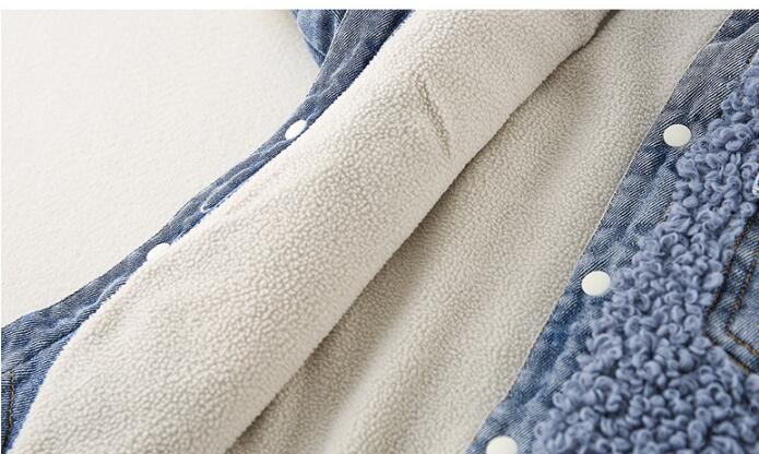 Close-up of snaps and lining on sherpa romper