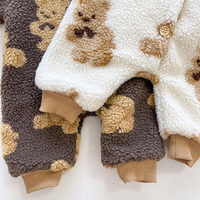 Close-up of sherpa romper legs and cuffs