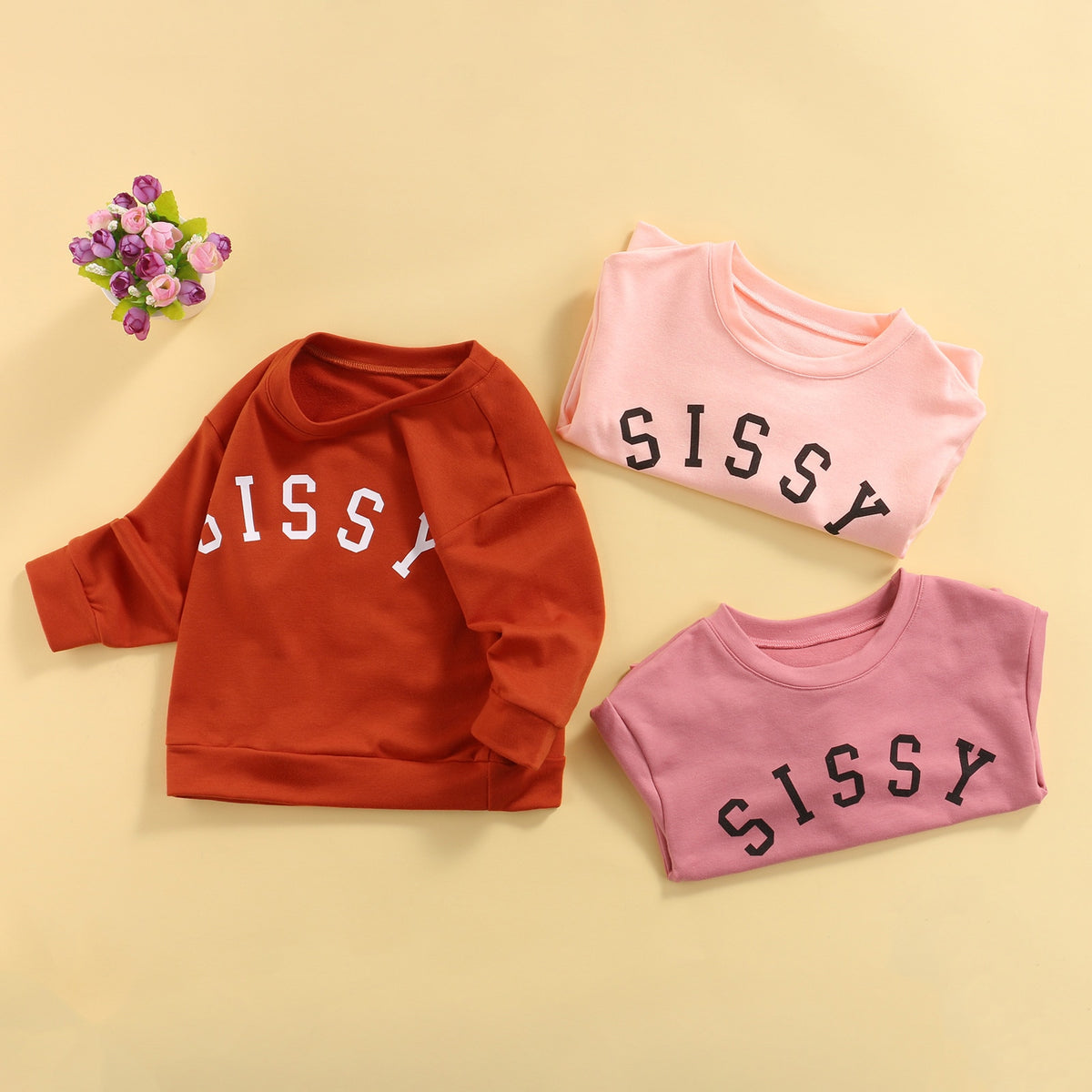 Auburn, pink and dark pink SISSY sweatshirts
