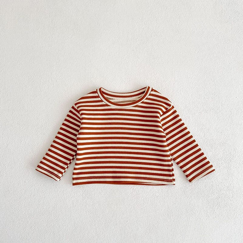 Rust striped long sleeve baby top