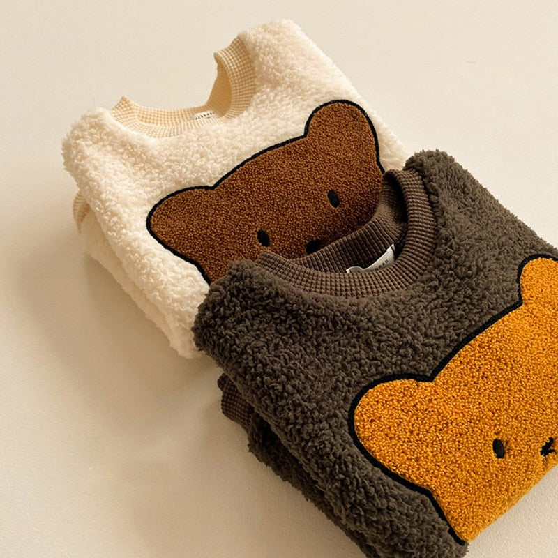 Close-up of teddy bear face appliques