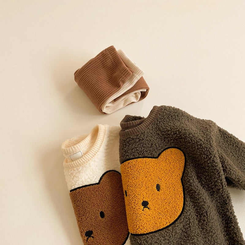 Stacked teddy bear sherpa sweatshirts