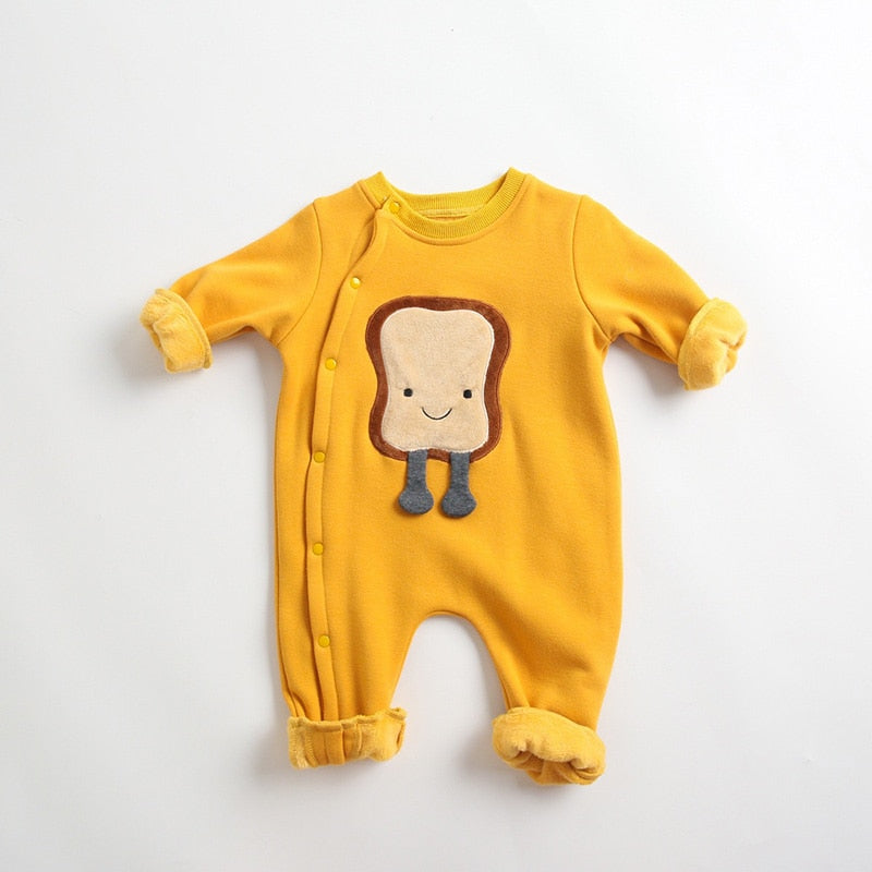 Yellow toast jumpsuit on white background