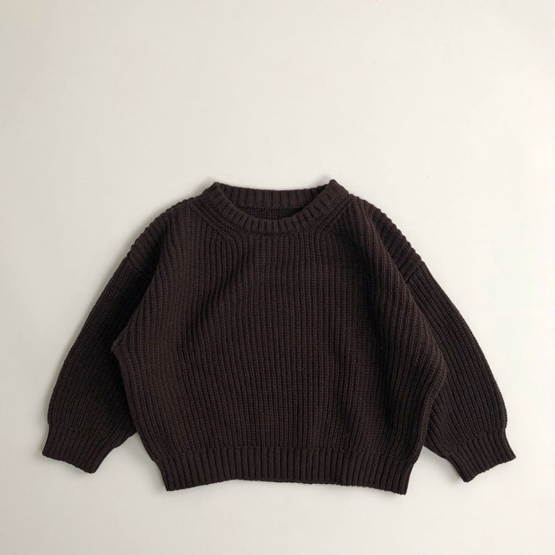 Solid Color Round Neck Sweater