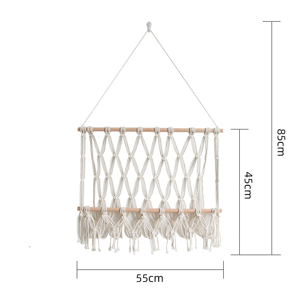 Creative wall decoration cotton rope woven mesh bag toy hammock storage tapestry