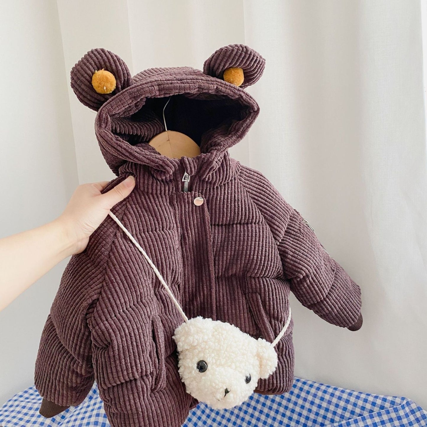 Cute Hooded Bear Coat with Bag