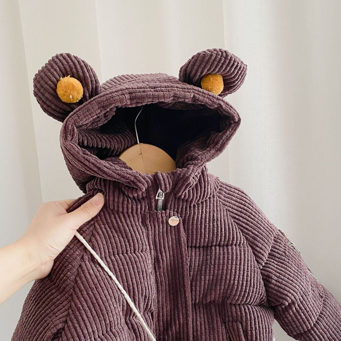 Cute Hooded Bear Coat with Bag