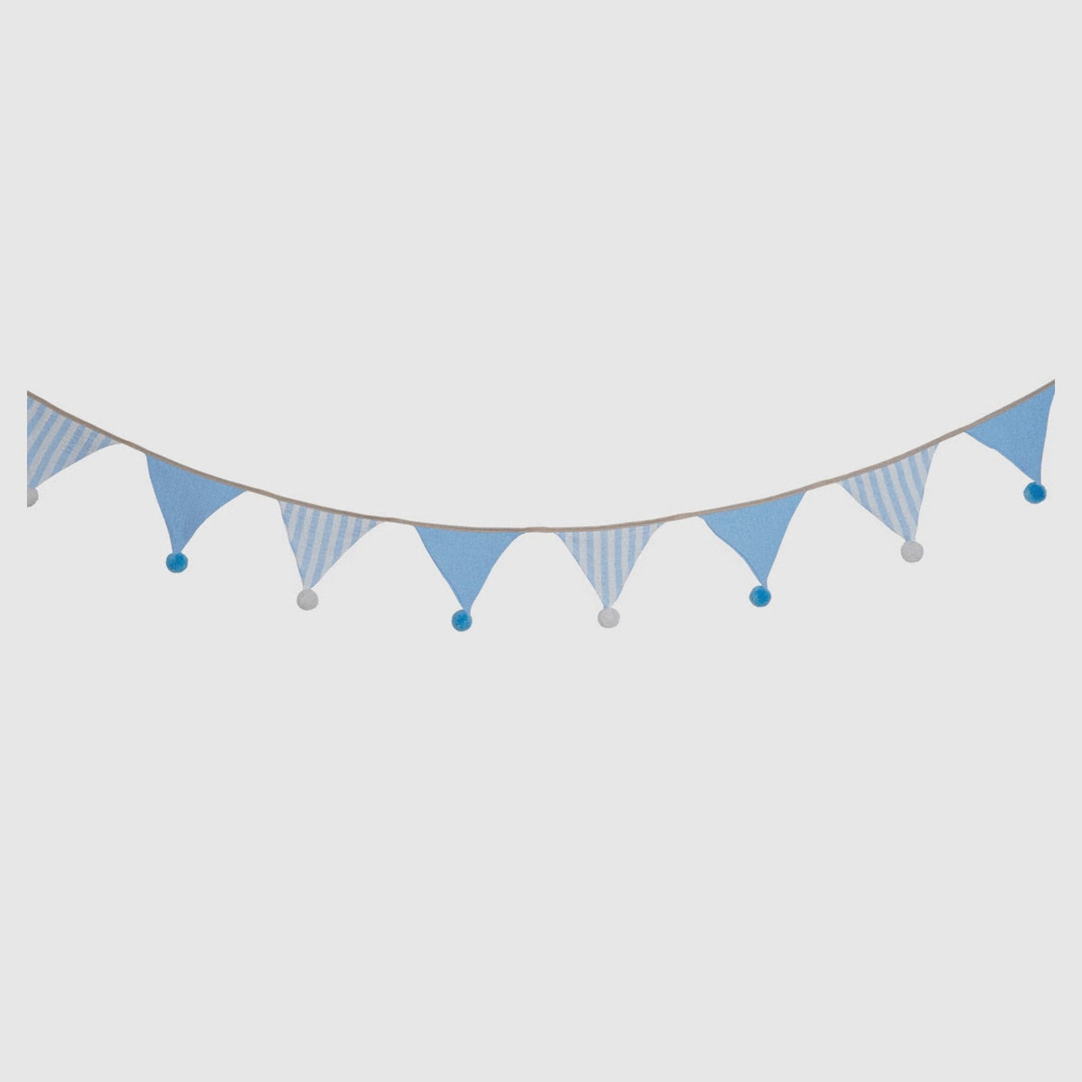 Sky Stripe pom-pom bunting with 10 muslin flags