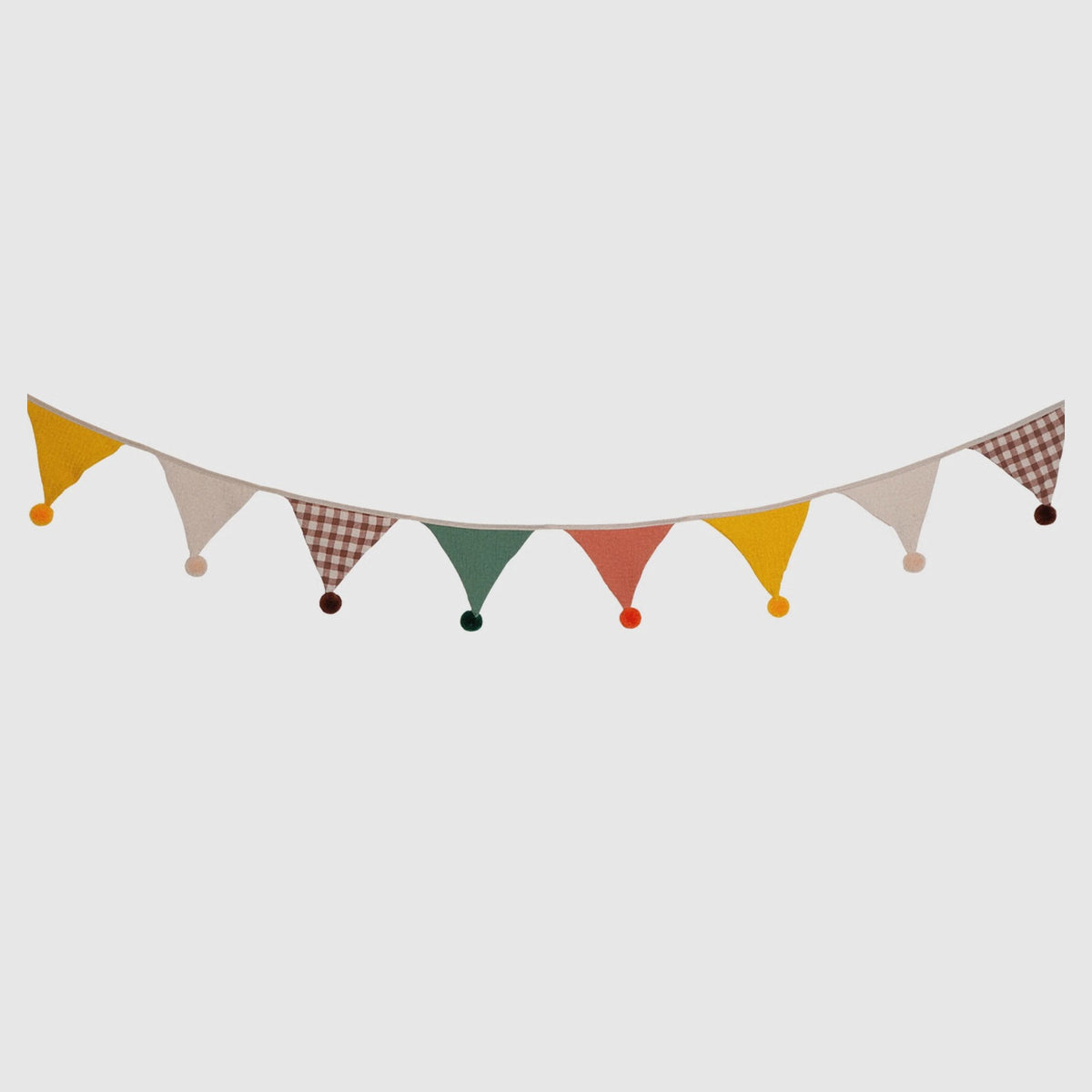 Rich Candy pom-pom bunting with 10 muslin flags