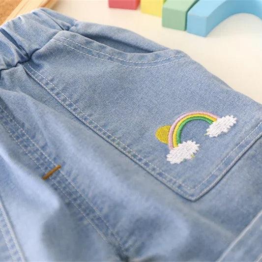 Denim Rainbow Tees & Pants Set