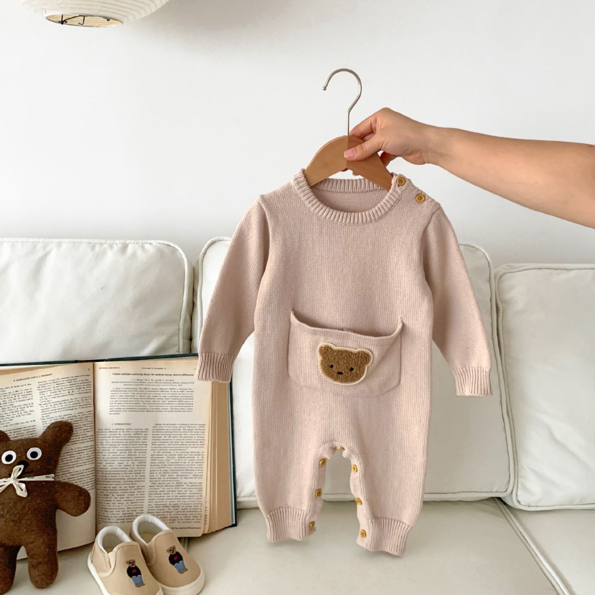 Knitted Long-sleeved Romper