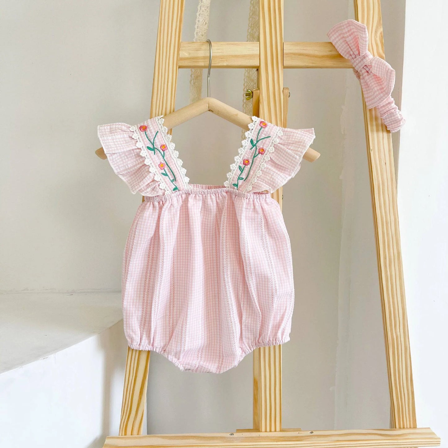 TINA Gingham Romper Set