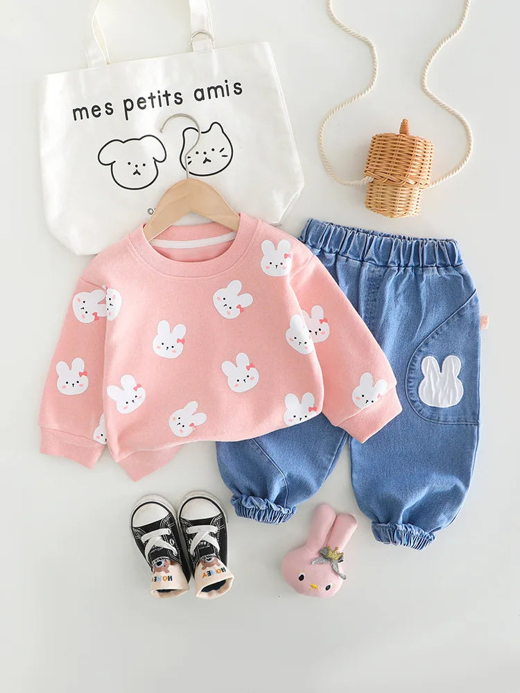 Casual Cartoon T-Shirt & Pants Set