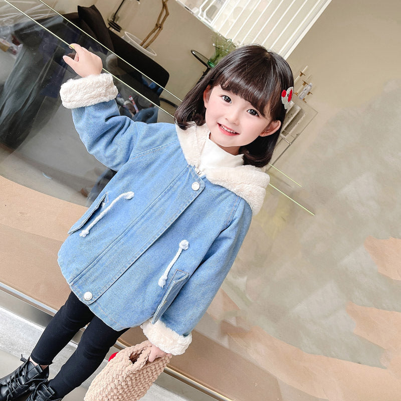 Girls' Denim Rabbit Ears Jacket