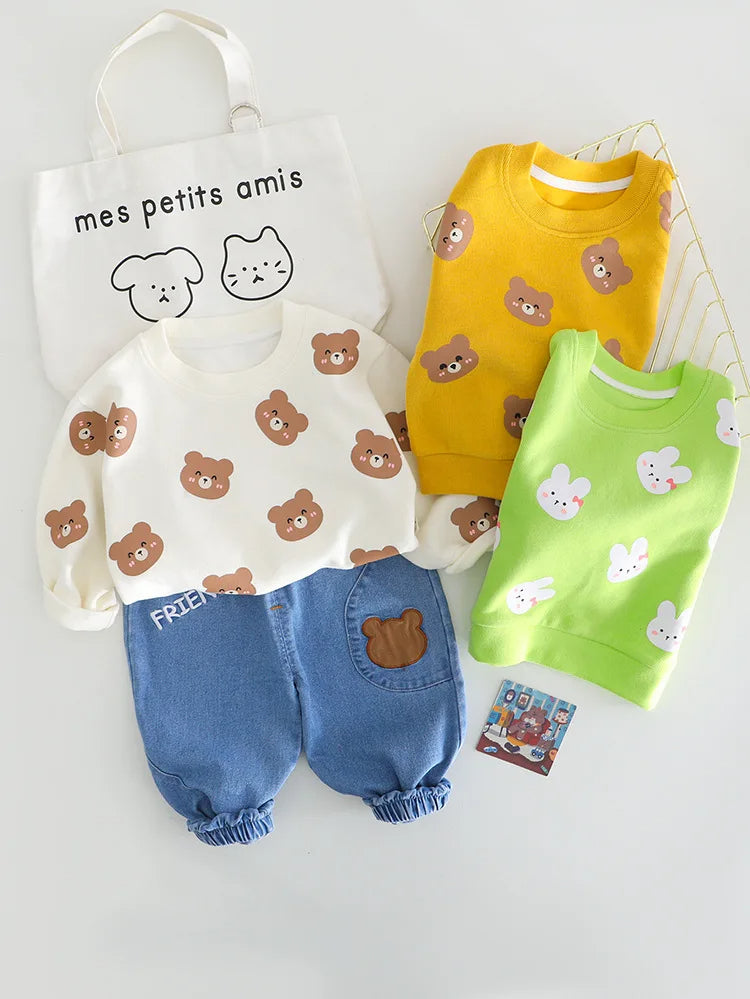 Casual Cartoon T-Shirt & Pants Set