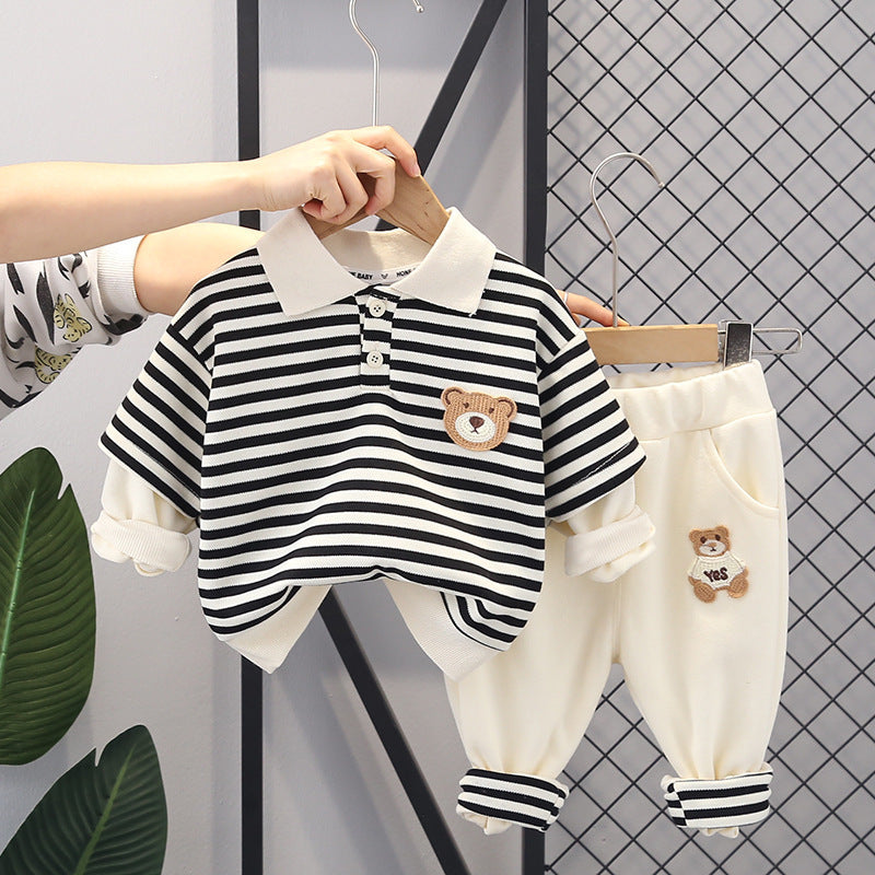 Pattern Bear sweatshirt & Trousers Set